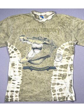 Purely Australian Natural Territory Crocodile Green Tie Dye T-Shirt - Size Small